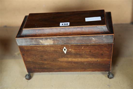 Regency inlaid rosewood tea caddy